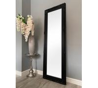 Downton Interiors Antique Style Black Tall Ornate Dressing Wall Mirror With Bevelled Glass 142Cm