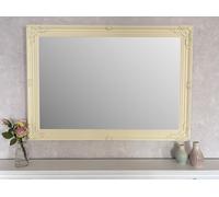 Downton Interiors Antique Style Extra Large Cream Wood Frame Wall Mirror 106cm x 75cm in Ivory | Size: XL Downton Interiors Ivory XL