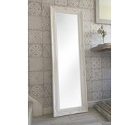 Downton Interiors Antique Style Plain White Tall Ornate Dressing Wall Mirror with Bevelled Glass 142cm Downton Interiors White