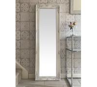 Downton Interiors Antique White Tall Ornate Dressing Wall Mirror With Bevelled Glass 142Cm