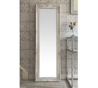 Downton Interiors Antique White Tall Ornate Dressing Wall Mirror with Bevelled Glass 142cm Downton Interiors White