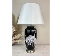 Downton Interiors Black Crane Ceramic Table Lamp With Plain Shade