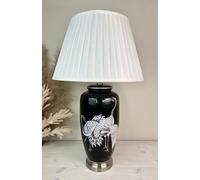Downton Interiors Black Crane Ceramic Table Lamp With Pleated Shade