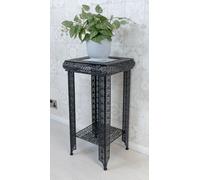 Downton Interiors Black Embossed Metal Mirrored Glass Side Table with Shelf - Agadir range | Size: Medium Downton Interiors Black M