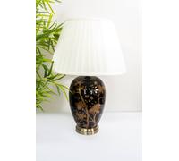 Downton Interiors Black Gold Ceramic Table Lamp with Pleated Shade (G2105 Pleated) | Size: Large Downton Interiors Black Large