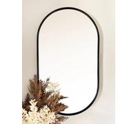 Downton Interiors Black Modern Metal Frame Oval Wall Mirror - 70Cm - Part Of The Soho Range