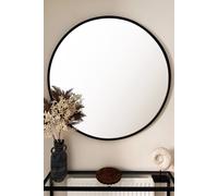 Downton Interiors Black Round Modern Metal Frame Wall Mirror - 80cm | Size: Large Downton Interiors Black Large