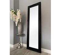 DOWNTON INTERIORS Black Tall Ornate Dressing Wall Mirror with Bevelled Glass - Overall Size: 142cm x 47cm