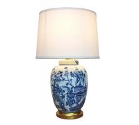 Downton Interiors Blue Gold Willow Chinese Oriental Ceramic Porcelain Table Lamp