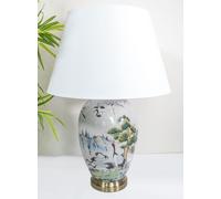 Downton Interiors Grey Crane Ceramic Table Lamp with Plain Shade | Size: Large Downton Interiors Grey Large