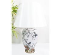 Downton Interiors Grey Magpie Ceramic Table Lamp with Plain Shade | Size: Large Downton Interiors Grey Large
