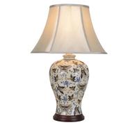 Downton Interiors Ivory Blue Butterfly Oriental Chinese Ceramic Porcelain Table Lamp