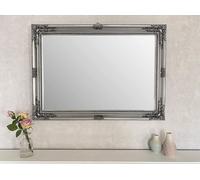 Downton Interiors Large Antique Silver Wood Frame Wall Mirror 90cm x 65cm Downton Interiors Silver L
