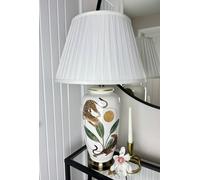 Downton Interiors Leopard Green Gold Ceramic Table Lamp with Pleated Shade | Size: Large Downton Interiors Multicolor Large