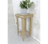 Downton Interiors Light Gold Embossed Metal Mirrored Glass Side Table With Shelf - Agadir Range