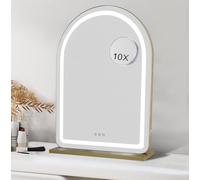 DOWNTON INTERIORS Modern Metal Frame LED Vanity Dressing Tabletop Mirror - 70 x 50cm (Gold)