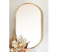 DOWNTON INTERIORS Modern Metal Frame Oval Wall Mirror - 70 x 40cm - Black & Gold - Part of the SOHO Range (Gold)