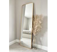 DOWNTON INTERIORS Modern Tall Metal Frame Mirror Wall & Floor Standing - 145 x 45cm (Gold Rectangular)