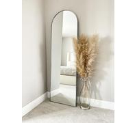 DOWNTON INTERIORS Modern Tall Metal Frame Mirror Wall & Floor Standing - 145 x 45cm (Silver Arched)