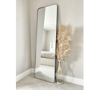 DOWNTON INTERIORS Modern Tall Metal Frame Mirror Wall & Floor Standing - 145 x 45cm (Silver Rectangular)