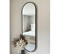 DOWNTON INTERIORS Modern Tall Metal Frame Oval Wall Mirror - 120 x 40cm - Black & Gold - Part of the SOHO Range (Black)
