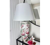 DOWNTON INTERIORS Pink Flamingo Ceramic Porcelain Table Lamp (G2129) (Plain Shade)