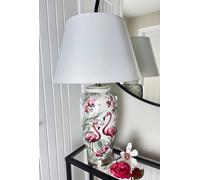 Downton Interiors Pink Flamingo Ceramic Table Lamp with Plain Shade | Size: Large Downton Interiors Multicolor Large