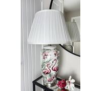 Downton Interiors Pink Flamingo Ceramic Table Lamp with Pleated Shade | Size: Large Downton Interiors Multicolor Large