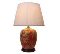 Downton Interiors Red Floral Oriental Chinese Floral Ceramic Porcelain Table Lamp