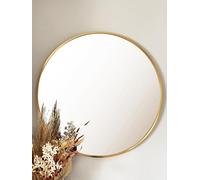 DOWNTON INTERIORS Round Modern Metal Frame Wall Mirror - 80cm - Black & Gold - Part of the SOHO Range (Gold)