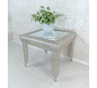 Downton Interiors Silver Embossed Metal Mirrored Glass Side Table - Agadir Collection | Size: Medium Downton Interiors Silver M