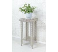 Downton Interiors Silver Embossed Metal Mirrored Glass Side Table With Shelf
