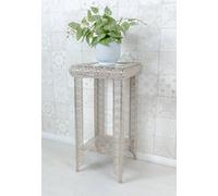 Downton Interiors Silver Embossed Metal Mirrored Glass Side Table with Shelf - Agadir Range | Size: Medium Downton Interiors Silver M