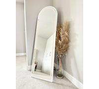 Downton Interiors Stunning White Arched Metal Frame LED Wall or Floor Standing Dressing Mirror 145cm x 45cm - Soho Collection | Size: XL Downton Interiors White XL