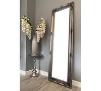 DOWNTON INTERIORS Tall Antique Silver Full Length Dressing Wall Mirror with Bevelled Glass - Overall Size: 142 cm x 47 cm