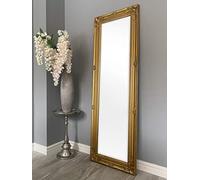 DOWNTON INTERIORS UK Antique Gold Tall Ornate Dressing Wall Mirror with Bevelled Glass - Overall Size: 142cm x 47cm