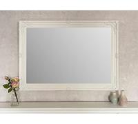 DOWNTON INTERIORS UK Extra Large White Antique Style Wall Mirror - Overall Size: 42 inches x 30 inches (107cm x 76cm)