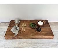 DOWNTON INTERIORS UK Handcrafted Live Edge Large Sustainable Acacia Wood Professional Chef Chopping Board *Available in 2 Sizes* (50cm x 30cm)