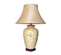 DOWNTON INTERIORS UK Large Oriental Ceramic Table Lamp with Porcelain Base and Faux Silk Shade. Traditional Cream Birds and Blossoms Design (M8771) - Chinese Mandarin Style