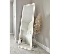 DOWNTON INTERIORS UK Modern Full Length Metal Frame LED Wall or Floor Standing Mirror 145cm x 45cm Part of Our Exclusive SOHO Collection (White Rectangular)