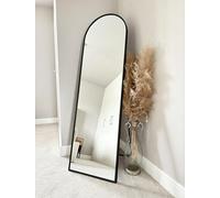 DOWNTON INTERIORS UK Modern Full Length Metal Frame Wall or Floor Standing Mirror- 145cm x 45cm - Part of our Exclusive SOHO Collection (Black Arched)