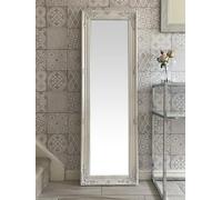 DOWNTON INTERIORS UK Tall Antique Style Ornate Dressing Wall Mirror - Silver Gold White Black Cream - Overall Size: 142 cm x 47 cm (56 x 18 inches) (Antique White)