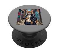 Downtown Alley Cat Street Tough Guy Cat Kitty Feral Feline PopSockets Adhesive PopGrip