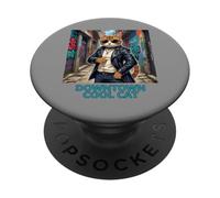 Downtown Alley Cat Street Tough Guy Cat Kitty Feral Feline PopSockets Adhesive PopGrip
