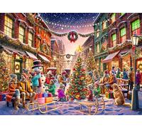 Downtown Christmas Jigsaw Puzzle 1000 Piece by Vermont Christmas Company - Jigsaw Puzzles with Randomly Shaped & Interlocking Pieces - 26 5/8" x 19 1/4"