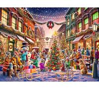 Downtown Christmas Jigsaw Puzzle 500 Piece by Vermont Christmas Company - Puzzles with Large Pieces for Adults & Families - Fully Interlocking & Randomly Shaped Pieces - 24" x 18"