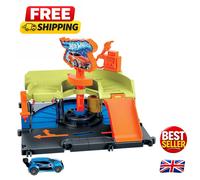 Downtown Express Car Wash Playset with 1:64 Scale Hot Wheels - Fun Gift Idea