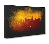 Downtown Los Angeles at Sunset Paint Splash Canvas Print for Living Room Bedroom Home Office Décor, Wall Art Picture Ready to Hang, 30 x 20 Inch (76 x 50 cm)