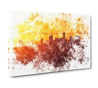 Downtown Los Angeles At Sunset Watercolour Canvas Print | Gallery Wrapped 30mm Frame Wall Art | 30x20 inches | Ready to Hang | Modern Landscape Picture | Living Room Bedroom Lounge Office