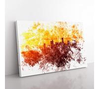 Downtown Los Angeles At Sunset Watercolour Modern Canvas Wall Art Print Ready to Hang, Framed Picture for Living Room Bedroom Home Office Décor, 76x50 cm (30x20 Inch)